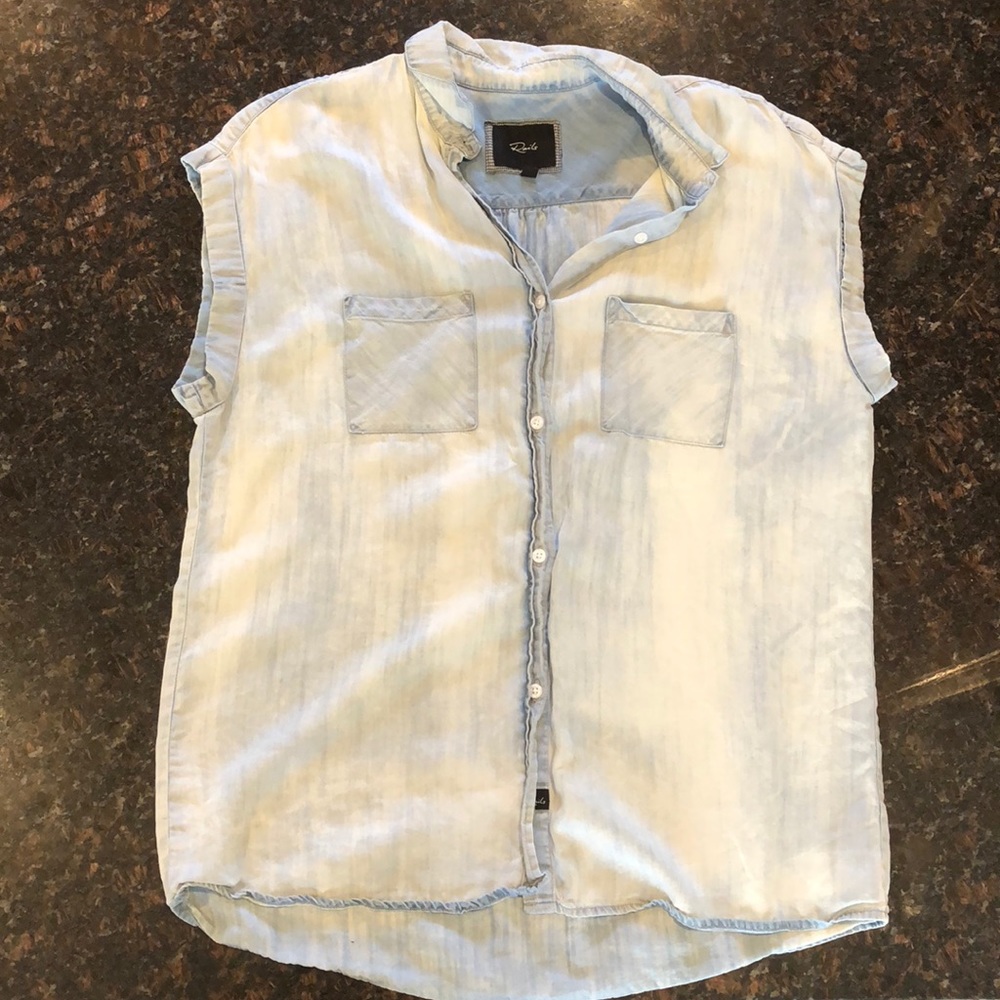 Rails Chambray cap sleeve button down shirt